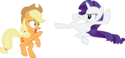 Size: 10933x5079 | Tagged: safe, artist:wictimcz, applejack, rarity, earth pony, pony, unicorn, g4, absurd resolution, duo, duo female, female, horn, mare, simple background, transparent background, vector