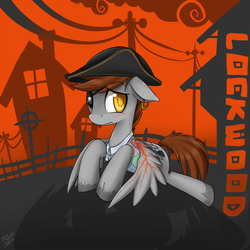 Size: 800x800 | Tagged: safe, artist:starlightspark, oc, oc only, oc:lockwood, pegasus, pony, crisis equestria, bicorne, eyepatch, female, hat, mare, pirate, solo