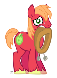 Size: 1601x2200 | Tagged: dead source, safe, artist:773her, big macintosh, earth pony, pony, g4, male, mouth hold, nervous, simple background, solo, stallion, transparent background