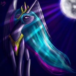 Size: 4724x4724 | Tagged: safe, artist:scully8472, princess celestia, pony, g4, absurd resolution, female, moon, solo