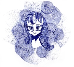 Size: 2501x2288 | Tagged: safe, artist:mariaruta, rarity, pony, g4, high res, solo, traditional art