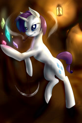 Size: 1728x2592 | Tagged: safe, artist:tzelly-el, rarity, pony, g4, female, gem, miner, pipe, smoking, solo