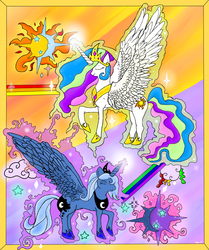 Size: 1269x1521 | Tagged: safe, artist:madnesstheatre, princess celestia, princess luna, g4