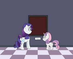 Size: 900x720 | Tagged: dead source, safe, artist:theshadowdude1031, rarity, sweetie belle, g4, art gallery, art museum, museum, painting