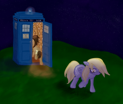 Size: 1000x845 | Tagged: safe, artist:qaxis, derpy hooves, doctor whooves, time turner, earth pony, pegasus, pony, g4, doctor who, female, male, mare, sad, stallion, tardis console room, tardis control room, the doctor