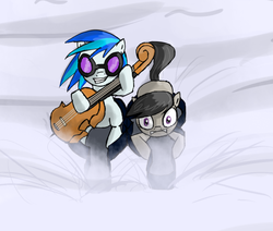 Size: 717x608 | Tagged: safe, artist:qaxis, dj pon-3, octavia melody, vinyl scratch, g4