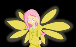 Size: 1154x712 | Tagged: safe, artist:qaxis, fluttershy, human, g4, black background, female, humanized, simple background, solo