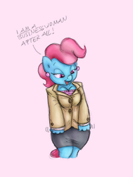 Size: 500x660 | Tagged: safe, artist:carnifex, artist:deeriojim, cup cake, earth pony, anthro, g4, clothes, colored, suit, the skin of mayor mare