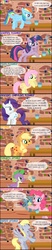 Size: 600x2880 | Tagged: safe, artist:yudhaikeledai, applejack, derpy hooves, fluttershy, pinkie pie, rainbow dash, rarity, spike, twilight sparkle, pegasus, pony, g4, comic, female, glass half empty, mane seven, mane six, mare, optimism, optimist, pessimism, pessimist, philosophy