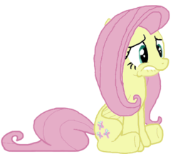 Size: 481x417 | Tagged: safe, artist:blank hooves, fluttershy, pegasus, pony, g4, female, lip bite, mare, nervous, sitting, solo