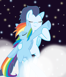 Size: 900x1052 | Tagged: safe, artist:missdoodlez, rainbow dash, soarin', g4, dancing, female, male, ship:soarindash, shipping, straight