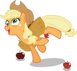 Size: 6600x6050 | Tagged: safe, artist:flizzick, applejack, earth pony, pony, applebuck season, g4, absurd resolution, apple, derp, female, food, silly, silly pony, simple background, solo, transparent background, vector, who's a silly pony