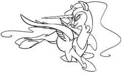 Size: 1287x776 | Tagged: safe, artist:jackjacko-eponymous, artist:php27, nightmare moon, g4, color me, lineart, monochrome