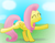 Size: 2250x1750 | Tagged: safe, artist:ciscoql, fluttershy, pegasus, pony, g4, dancing, eyes closed, female, folded wings, grass field, mare, outdoors, raised hoof, raised leg, smiling, solo, wings