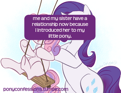 Size: 721x553 | Tagged: safe, artist:clovercoin, rarity, sweetie belle, g4, meta, pony confession, text