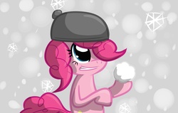 Size: 3850x2450 | Tagged: safe, artist:darkpengi, pinkie pie, earth pony, pony, g4, female, hat, high res, snow, snowfall, solo