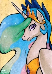 Size: 421x600 | Tagged: safe, artist:aokibengal, princess celestia, alicorn, pony, g4, female, solo, traditional art