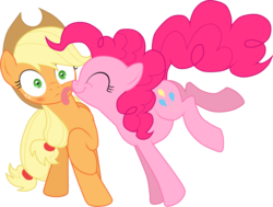 Size: 1300x985 | Tagged: safe, artist:stupidlittlecreature, applejack, pinkie pie, g4, blushing, female, lesbian, licking, ship:applepie, shipping, simple background, transparent background, vector