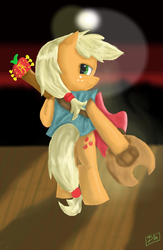 Size: 1599x2458 | Tagged: safe, artist:dixketl, applejack, earth pony, pony, g4, bipedal, female, guitar, looking back, solo