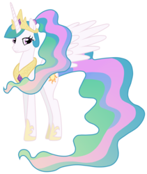 Size: 4110x4881 | Tagged: safe, artist:jennieoo, princess celestia, pony, g4, absurd resolution, alternate hairstyle, female, mare, ponytail, show accurate, simple background, solo, transparent background, vector