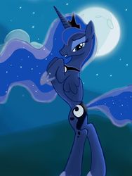 Size: 768x1024 | Tagged: safe, artist:seiki5x, princess luna, pony, g4, female, moon, rearing, solo