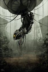 Size: 667x1000 | Tagged: dead source, safe, artist:cosmicunicorn, robot, alternate design, artificial intelligence, crossover, glados, ponified, portal (valve), solo