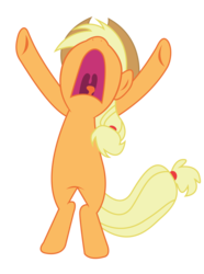 Size: 3082x4152 | Tagged: safe, artist:bigccv, applejack, earth pony, pony, g4, the last roundup, aaugh!, big no, bipedal, female, mare, no, nose in the air, open mouth, screaming, simple background, solo, standing, tongue out, transparent background, uvula, vector, volumetric mouth, yelling