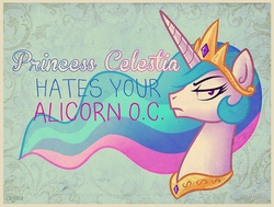 Size: 800x606 | Tagged: safe, artist:anjila, princess celestia, alicorn, pony, g4, bust, contempt, female, mouthpiece, portrait, profile, solo