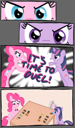 Size: 987x1686 | Tagged: safe, artist:pexpy, pinkie pie, twilight sparkle, g4, yu-gi-oh!