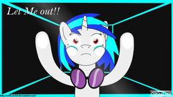 Size: 1920x1080 | Tagged: safe, artist:clitical-hit, dj pon-3, vinyl scratch, pony, g4, fourth wall, solo, wallpaper