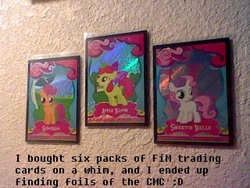 Size: 640x480 | Tagged: safe, apple bloom, scootaloo, sweetie belle, g4, cutie mark crusaders, trading card