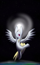 Size: 1550x2500 | Tagged: safe, artist:dshou, derpy hooves, pegasus, pony, g4, female, mare, solo, space