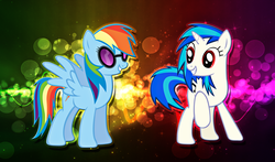 Size: 4900x2880 | Tagged: safe, artist:alanfernandoflores01, dj pon-3, rainbow dash, vinyl scratch, g4