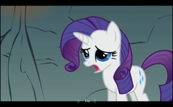 Size: 960x600 | Tagged: safe, screencap, rarity, a dog and pony show, g4, solo, youtube caption