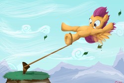 Size: 1500x1000 | Tagged: safe, artist:themotaro, scootaloo, g4, rope, wind