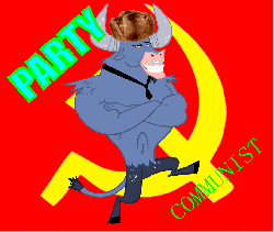 Size: 1089x920 | Tagged: safe, artist:paultorsynocobnik, iron will, g4, animated, communism, cossack dance, dancing, hammer and sickle, party, solo, soviet union