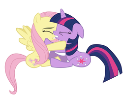 Size: 1765x1361 | Tagged: safe, artist:rodolfomushi, fluttershy, twilight sparkle, pegasus, pony, unicorn, a bird in the hoof, g4, my little pony: friendship is magic, season 1, collision, female, floppy ears, simple background, transparent background, unicorn twilight, vector