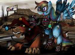 Size: 2500x1837 | Tagged: safe, artist:jamescorck, rainbow dash, g4, crossover, fallout, fallout: new vegas, kovu, the lion king