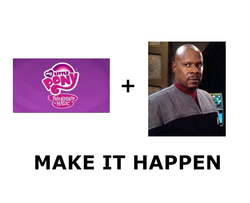 Size: 680x552 | Tagged: safe, human, g4, benjamin sisko, deep space nine, exploitable meme, make it happen, meta, my little pony logo, star trek