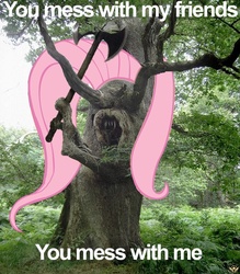 Size: 600x686 | Tagged: safe, fluttershy, g4, caption, fluttertree