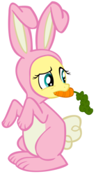 Size: 1130x2041 | Tagged: safe, artist:donnyku, fluttershy, pegasus, pony, g4, bunny costume, bunnyshy, carrot, clothes, cute, female, mare, simple background, transparent background