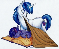 Size: 3014x2496 | Tagged: safe, artist:thesolitarysandpiper, shining armor, twilight sparkle, g4, filly, high res, sleeping