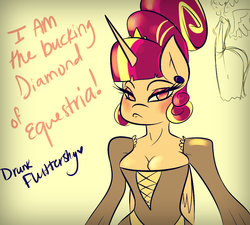 Size: 1000x900 | Tagged: safe, artist:kittentoots, princess cadance, anthro, g4, breasts, cleavage, clothes, dress, female
