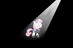 Size: 3519x2336 | Tagged: safe, artist:frostmusic, sweetie belle, pony, unicorn, g4, bowtie, clothes, female, filly, foal, high res, singing, spotlight, suit