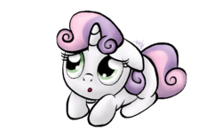 Size: 900x563 | Tagged: safe, artist:rainbowpiemlpfim, sweetie belle, pony, unicorn, g4, :o, female, filly, foal, looking at something, simple background, solo, transparent background