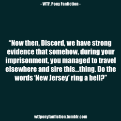 Size: 500x500 | Tagged: safe, discord, g4, jersey devil, new jersey, text, wtf pony fanfiction