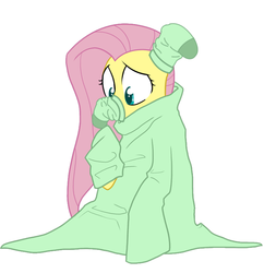 Size: 737x762 | Tagged: safe, artist:egophiliac, edit, fluttershy, g4, clothes, snuggie, socks