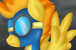 Size: 1650x1100 | Tagged: safe, artist:oomles, spitfire, pony, g4, female, goggles, solo, wonderbolts
