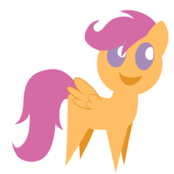 Size: 1000x1000 | Tagged: safe, artist:dragonfoorm, scootaloo, pegasus, pony, g4, blank flank, female, filly, foal, hooves, lineless, open mouth, pointy ponies, simple background, solo, transparent background, vector, wings