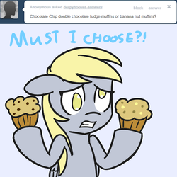 Size: 500x500 | Tagged: safe, artist:manicpanda, derpy hooves, pegasus, pony, g4, ask, female, mare, muffin, tumblr